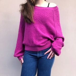 Bright Raspberry Dolman Sleeve Free People Sweater. Size xs💗